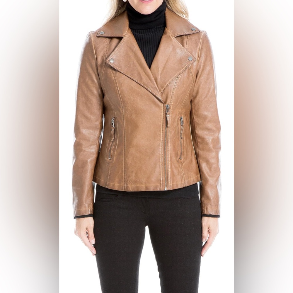 Max Studio Women's Trendy Faux Leather Jacket size L